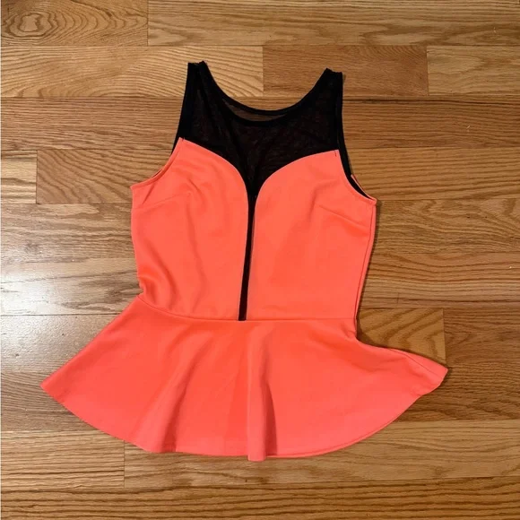 Charlotte Russe Neon Pink and Black Mesh Top Mini Skirt Set - Picture 2 of 5